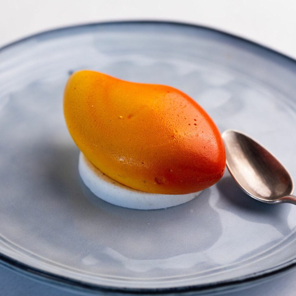 trope l'oeil mangue sorbet caramel dessert patisserie